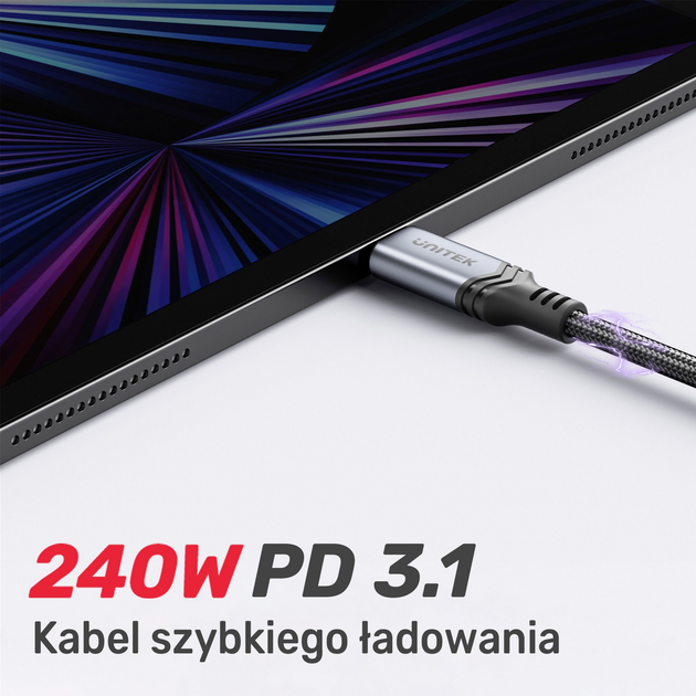 Кабель Unitek USB-C PD 240 Вт 2 м Black (C14110GY-2M) - зображення 6