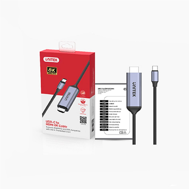 Kabel Unitek USB-C do HDMI 2.1 8K 1,8 m Czarny (4894160048257) - obraz 7