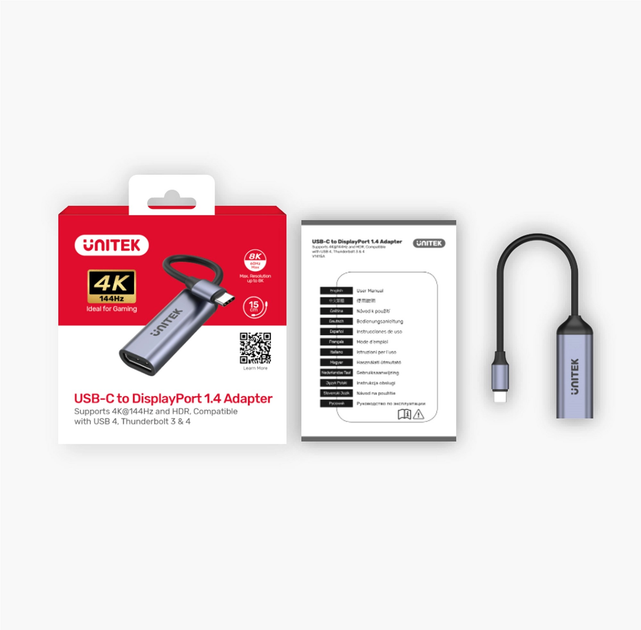 Adapter Unitek USB type-C do DisplayPort 1.4 8K 60Hz (4894160048073) - obraz 4