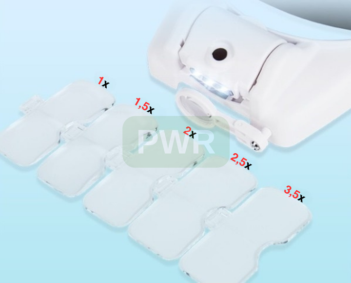 Лупа очки бинокулярные с подсветкой Magnifier MG82000MC с Led Комплект линз 5 шт - изображение 3