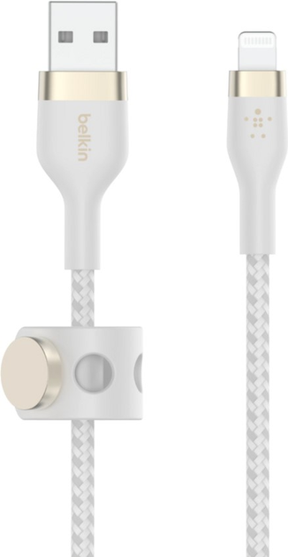 Кабель Belkin USB-A to LTG Braided Silicone 1 м White (CAA010BT1MWH) - зображення 2