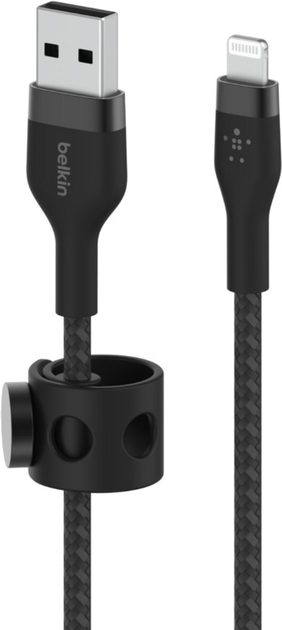 Kabel Belkin USB-A do LTG w oplocie silikonowym 2 m czarny (CAA010BT2MBK) - obraz 3