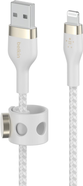 Kabel Belkin USB-A do LTG w oplocie silikonowym 3 m biały (CAA010BT3MWH) - obraz 3