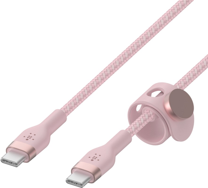 Kabel Belkin USB-C to USB-C 2.0 Braided Silicone 1 m Różowy (CAB011BT1MPK) - obraz 1