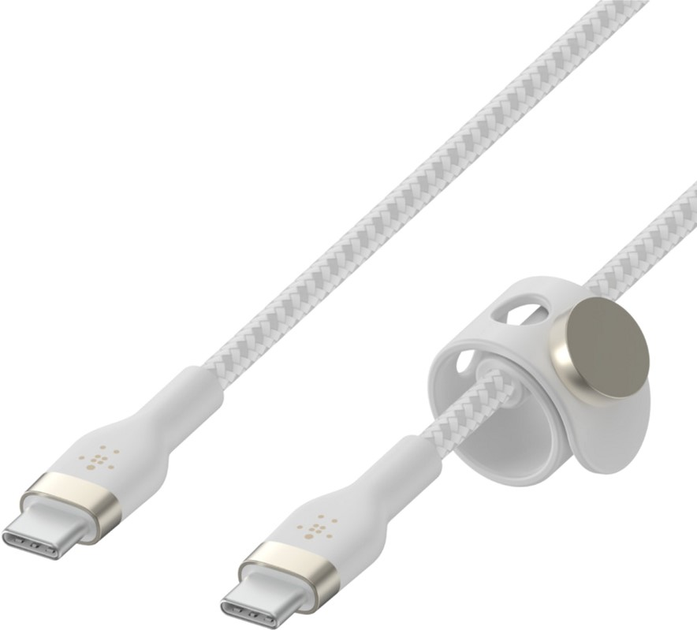 Kabel Belkin USB-C to USB-C 2.0 Braided Silicone 2 m Biały (CAB011BT2MWH) - obraz 1