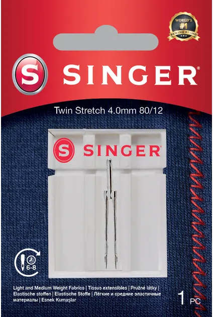 Голка для швейної машини Singer TWIN STRETCH 4.0 80/12 1PK (7393033107642) - зображення 1