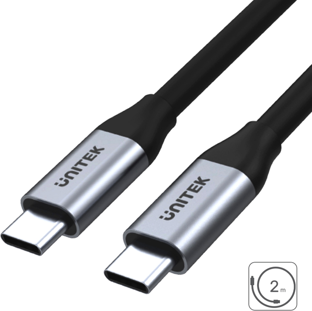 Kabel Unitek USB-C – USB-C4K 60 Hz 20 V/5 A 2 m Czarny (C14091ABK) - obraz 2