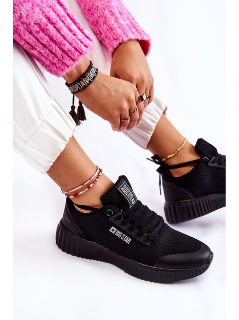 Buty sportowe damskie z siatki na platformie do kostki oddychające Big Star KK274063 37 Czarne (5900714535773) - obraz 6