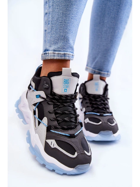 Жіночі черевики високі Big Star KK274386 38 Чорний/Сірий (5900714569563) - зображення 4