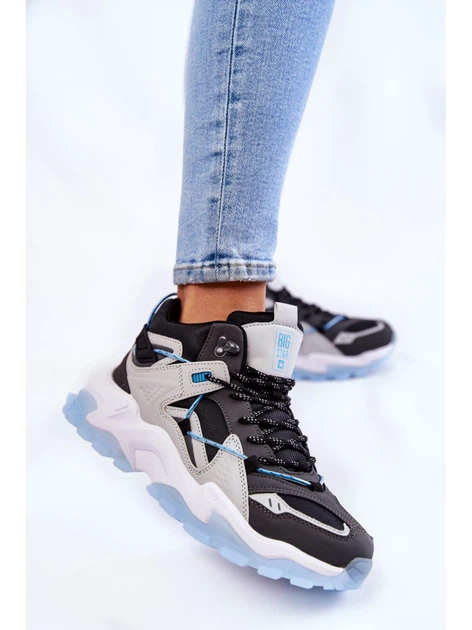 Жіночі черевики високі Big Star KK274386 38 Чорний/Сірий (5900714569563) - зображення 5