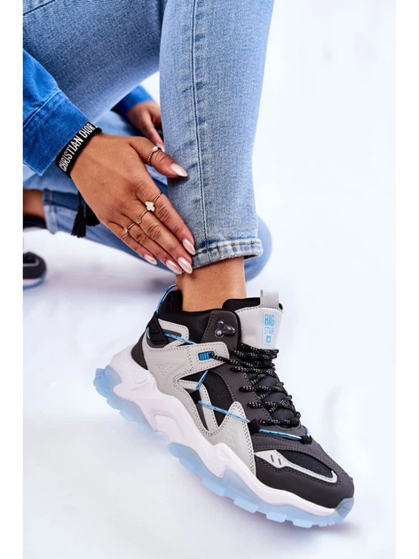 Жіночі черевики високі Big Star KK274386 38 Чорний/Сірий (5900714569563) - зображення 6