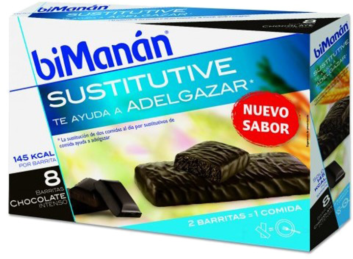Suplement diety Bimanán Beslim Barritas Chocolate Intenso 8 sztuk (8470001669872) - obraz 1