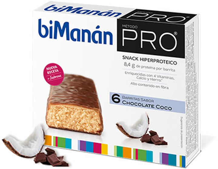 Suplementy diety Bimanán Bimanan Pro Coconut Chocolate Bar 6 Uts (8470001554468) - obraz 1