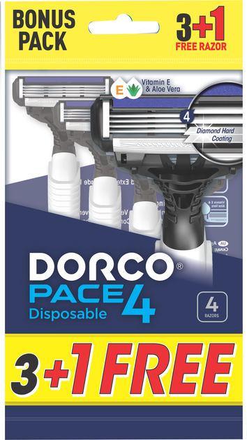 Бритви одноразові Dorco Pace 4 для чоловіків 4 леза 4 шт (8801038591261) - зображення 2