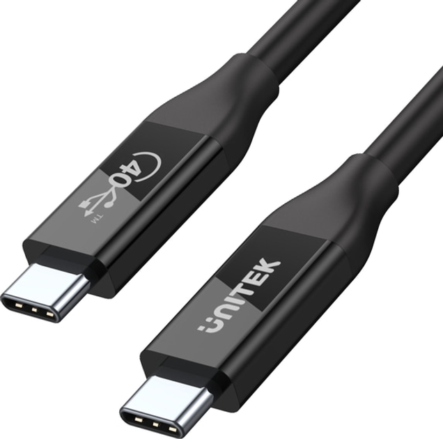 Kabel Unitek USB-C 4.0 PD 100 W 40 Gb/s 8K 0,8 m (C14100BK-0,8M) - obraz 1