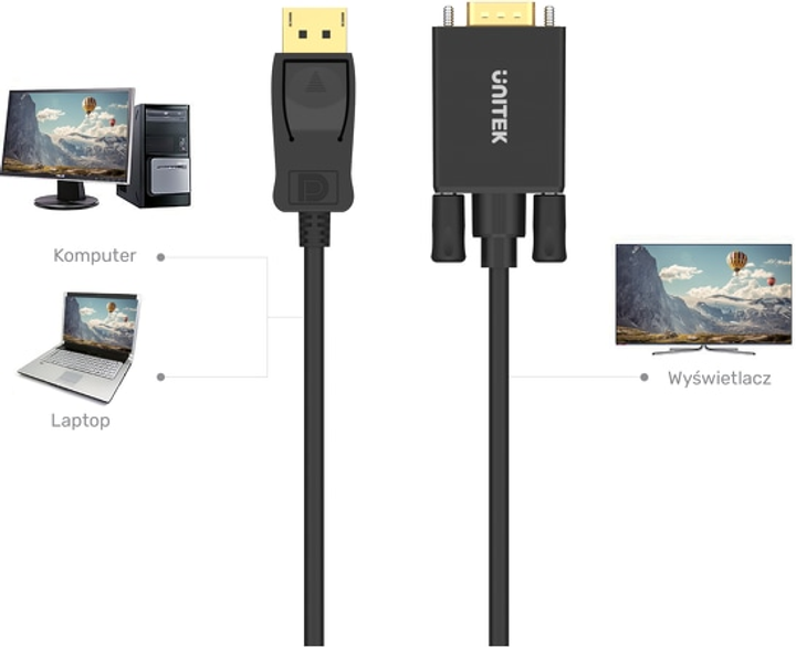Адаптер Unitek DisplayPort-VGA 1.8 м (4894160010506) - зображення 7