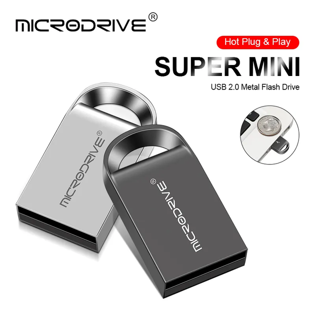 USB мини металлическая флешка 128ГБ Microdrive 128GB Серый - изображение 4