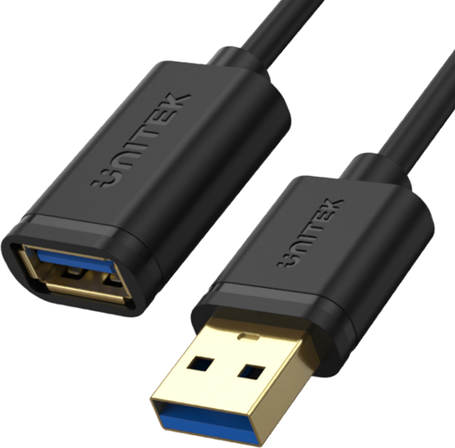 Kabel Unitek USB 3.0 AM-AF 1 m Czarny (Y-C457GBK) - obraz 1