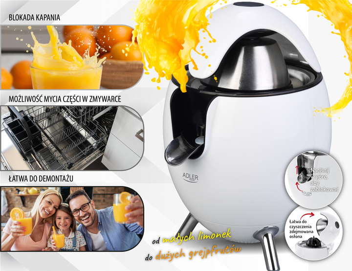 Соковичавниця (соковижималка) для цитрусових Adler AD 4013w біла - зображення 8
