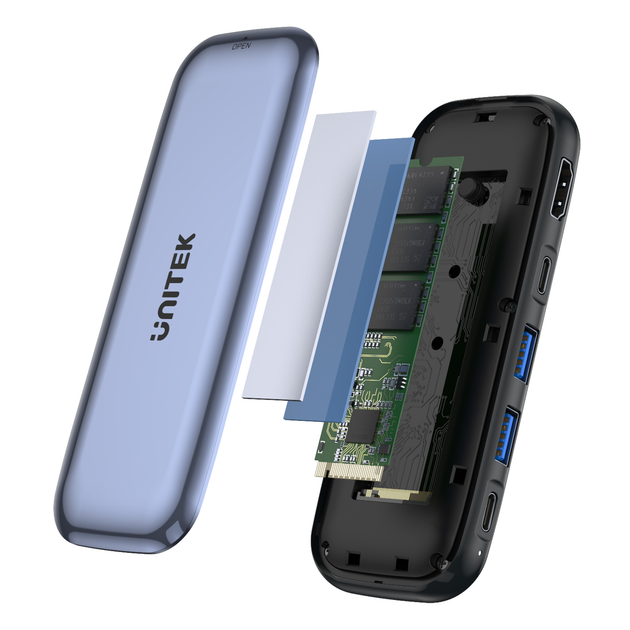 Hub USB 5 w 1 Unitek USB typu C + gniazdo M.2 2280 SSD (D1046A) - obraz 4