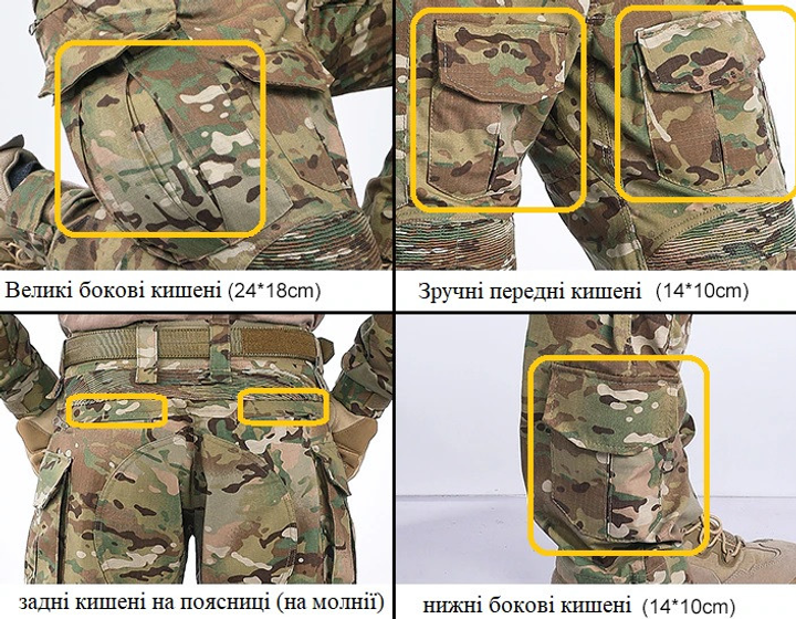 Тактичні штани IDOGEAR Gen3 Combat гармошка розмір L мультикам з наколінниками - зображення 2