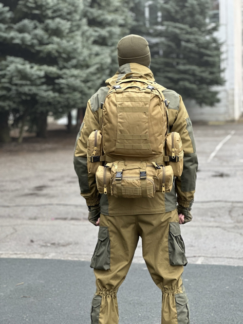 Тактичний рюкзак Tactic рюкзак з підсумками на 55 л. штурмовий рюкзак Койот 1004-coyote - зображення 2
