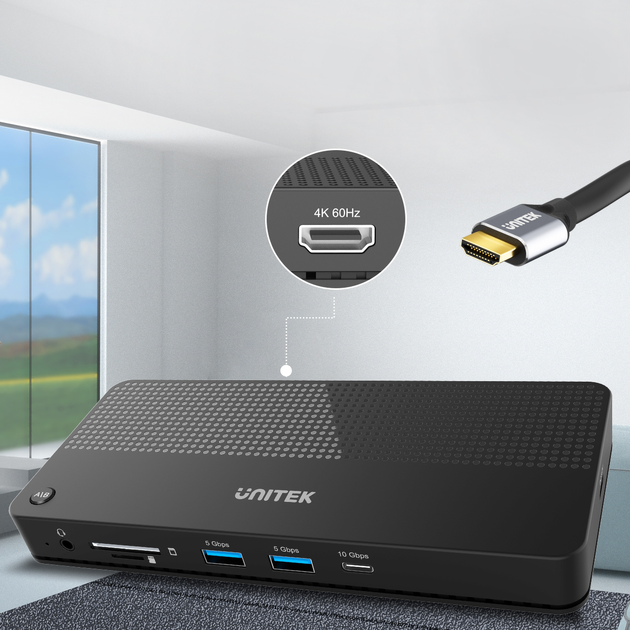 Przełącznik KVM Unitek 2-w-1-wy, 1x HDMI, 3x USB-A, 5x USB-C (D1077A) - obraz 4