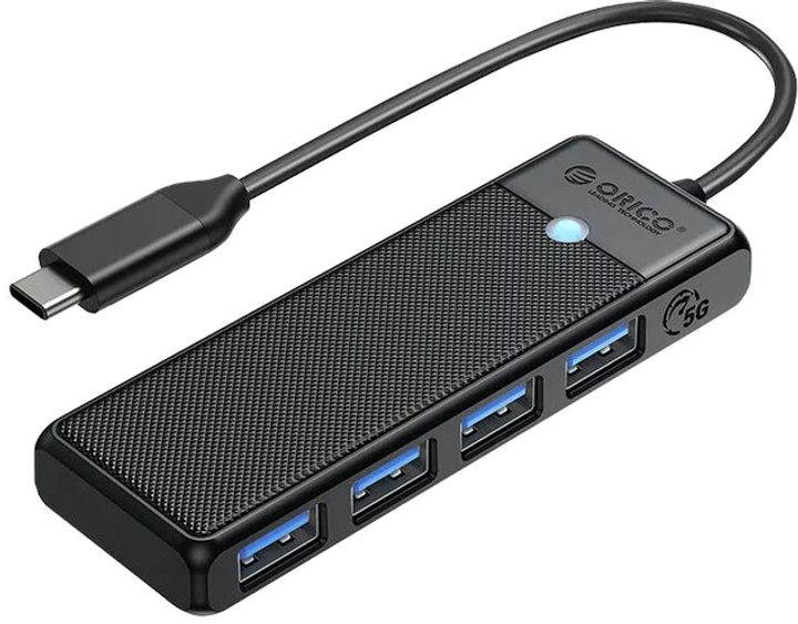 Hub USB-C Orico 4 x USB-A 3.0 5 Gb/s Czarny (PAPW4A-C3-015-BK-EP) - obraz 1