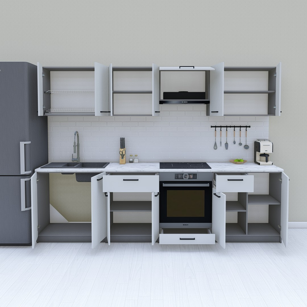 Современная кухня 2.8м, готовый модульный кухонный гарнитур 280 см ...