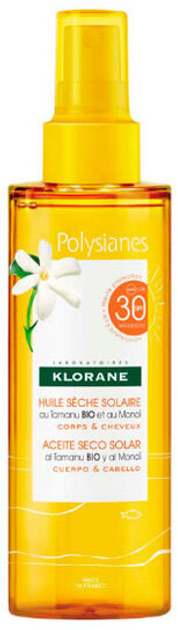Суха сонцезахисна олія Klorane Polysianes Solar Dry Oil SPF30 200 мл (3282770206500) - зображення 1