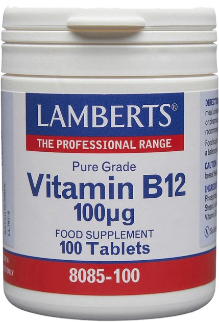 Вітамін B12 Lamberts 100 мкг 100 таблеток (5055148401825) - зображення 1