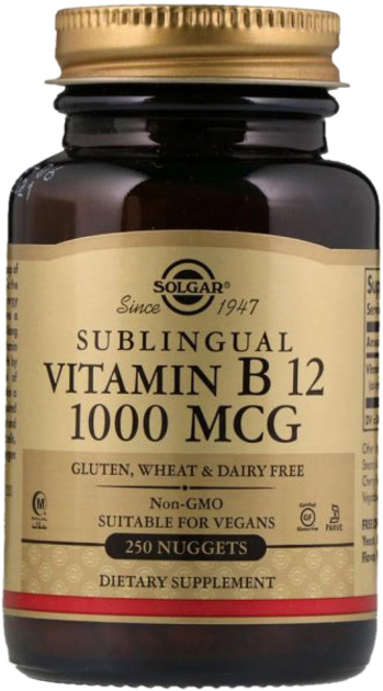 Харчова добавка Solgar Sublingual Вітамін B12 1000 мкг 250 таблеток (33984032309) - зображення 1