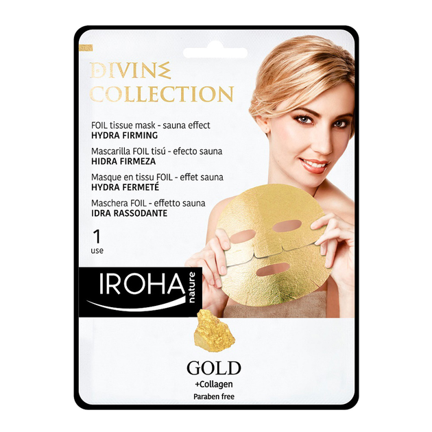 Maska z tkaniny na twarz Iroha Nature Gold Foli Tissue Mask Sauna Effect Hydra Firming 1 Use (8436036432669) - obraz 1