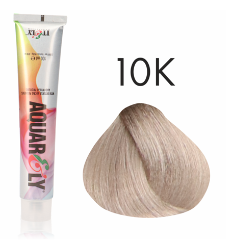 10K Краска для нормальных и седых волос Itely Aquarely Ультра светлый дымчатый блондин, 100 мл. - Фото 1 10K Краска для нормальных и седых волос Itely Aquarely Ультра светлый дымчатый блондин, 100 мл. - изображение 1