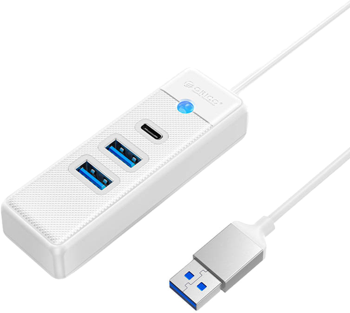 USB-хаб Orico 2 x USB 3.0 + USB-C Білий (PWC2U-U3-015-WH-EP) - зображення 1