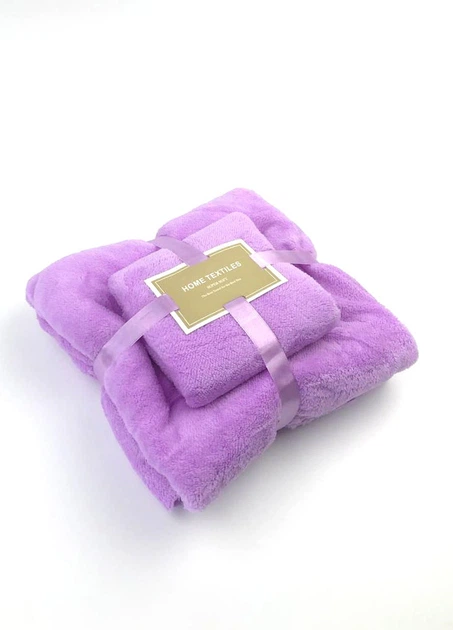 Комплект рушників однотонний Home Textiles (мікрофібра) бузковий - зображення 4