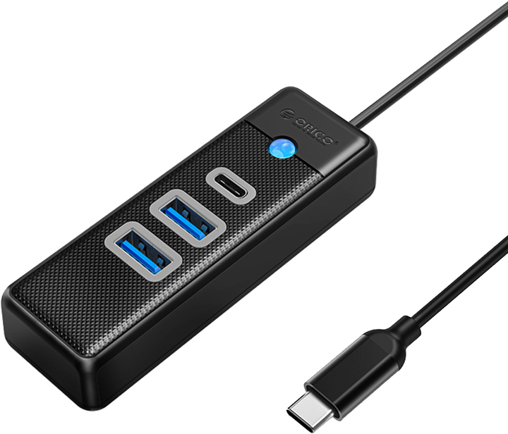 Hub USB-C Orico 2 x USB 3.0 + USB-C Czarny (PWC2U-C3-015-BK-EP) - obraz 1