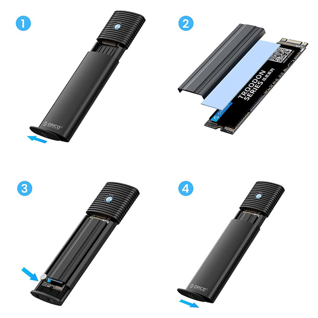 Zewnętrzna kieszeń Orico M.2 NVMe/SATA 10 Gb/s, czarna (PWDM2-G2-BK-EP) - obraz 7