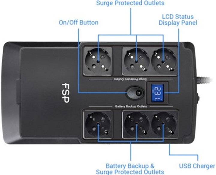 UPS FSP NanoFit 800 800VA/480W (PPF4801702) - obraz 3