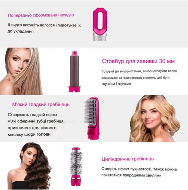 Фен-щетка стайлер Фен мультистайлер стайлер для сушки укладки волос ...