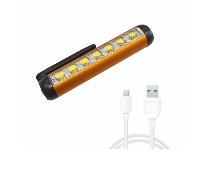 Ручной аккумуляторный LED мини фонарик с боковым светом COB фонарь ZJ-1159 (свет белый, 4 режима) Оранжевый - Фото 3 Ручной аккумуляторный LED мини фонарик с боковым светом COB фонарь ZJ-1159 (свет белый, 4 режима) Оранжевый - изображение 3