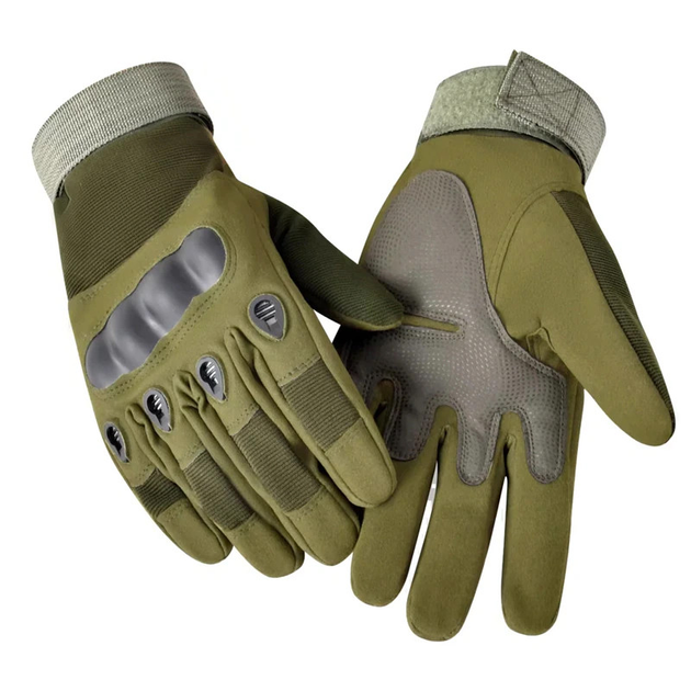 Перчатки тактические полнопалые Eagle для военных из микрофибры Green М - изображение 1