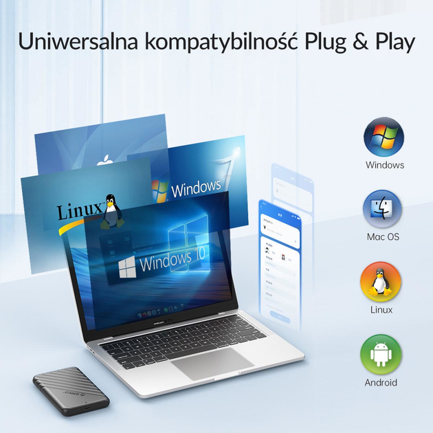 Kieszeń zewnętrzna Orico 2.5" USB-C 3.1 6Gbps Czarna (25PW1-C3-BK-EP) - obraz 8