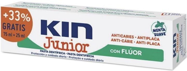 Pasta do zębów dla dzieci Kin Junior Mint Mild Toothpaste 75 ml+25 ml (8436026212714) - obraz 1
