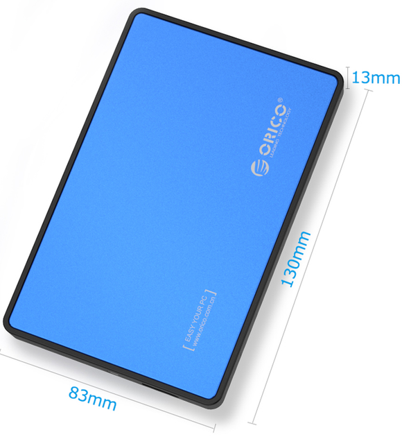 Kieszeń zewnętrzna Orico HDD/SSD 2,5" USB 3.1 metaliczna niebieska (2588US3-V1-BL-EP) - obraz 2