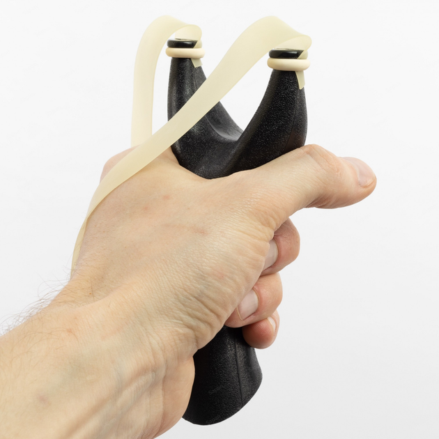 Классическая рогатка на завязках | Черный пластик v2 (№115) - изображение 2