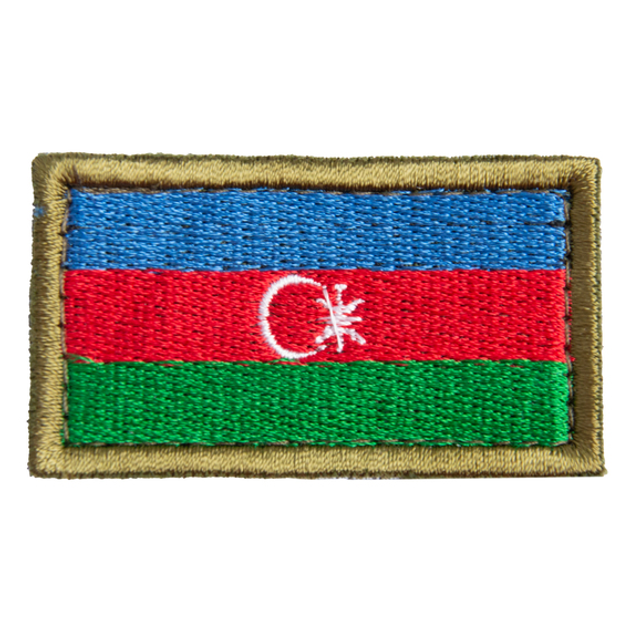 Шеврон нашивка на липучці Прапор Азербайджану, вишитий патч 3,2х5,7 см - зображення 1