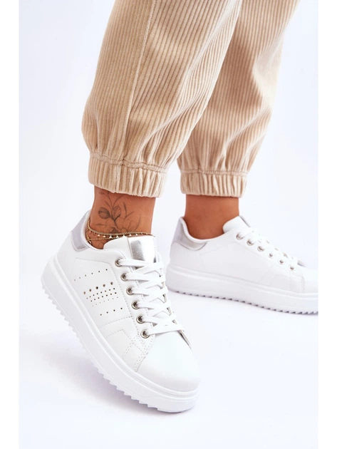 Sneakersy damskie do kostki Be First! 40 Biały/Srebrny (5905677117684) - obraz 4