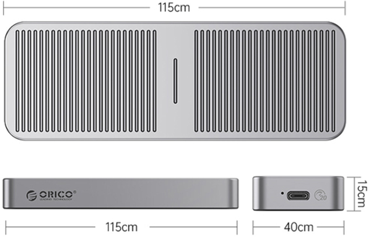 Kieszeń zewnętrzna Orico SSD M.2 NVMe 20 Gbps (M223C3-G4-GY-BP) - obraz 4