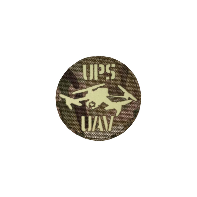 Шеврон на липучке Laser Cut UMT UPS UAV Аэроразведка 80х80 мм Люминисцентный/Мультикам - изображение 1